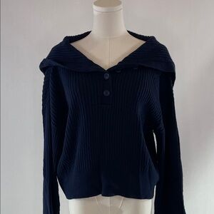 Marissa Webb x RTR Navy Button Up Sweater, M